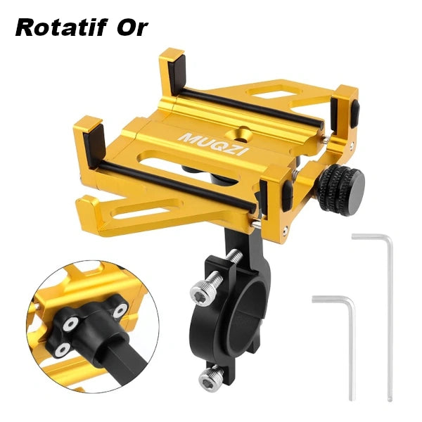 support téléphone vélo - moto en aluminium résistant et léger couleur or @ mobile de fou