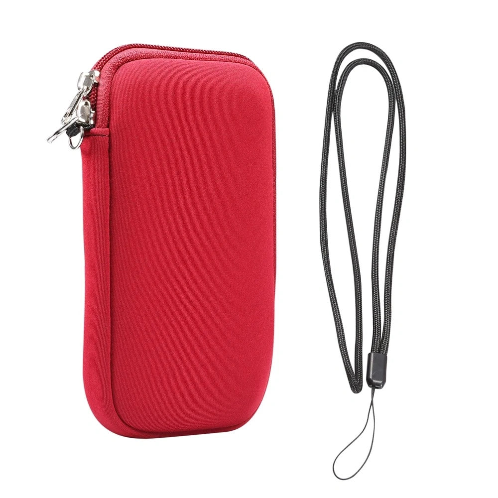 Pochette et cordon rouges pour téléphone