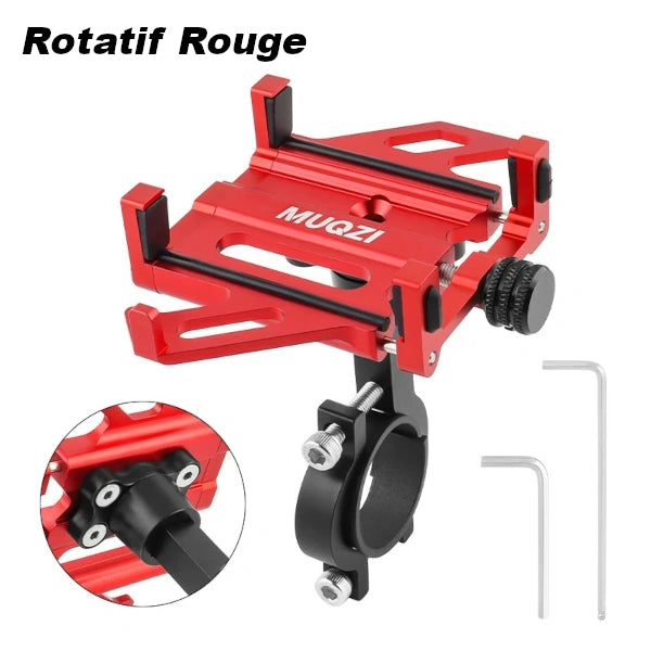 support téléphone vélo - moto en aluminium résistant et léger couleur rouge @ mobile de fou