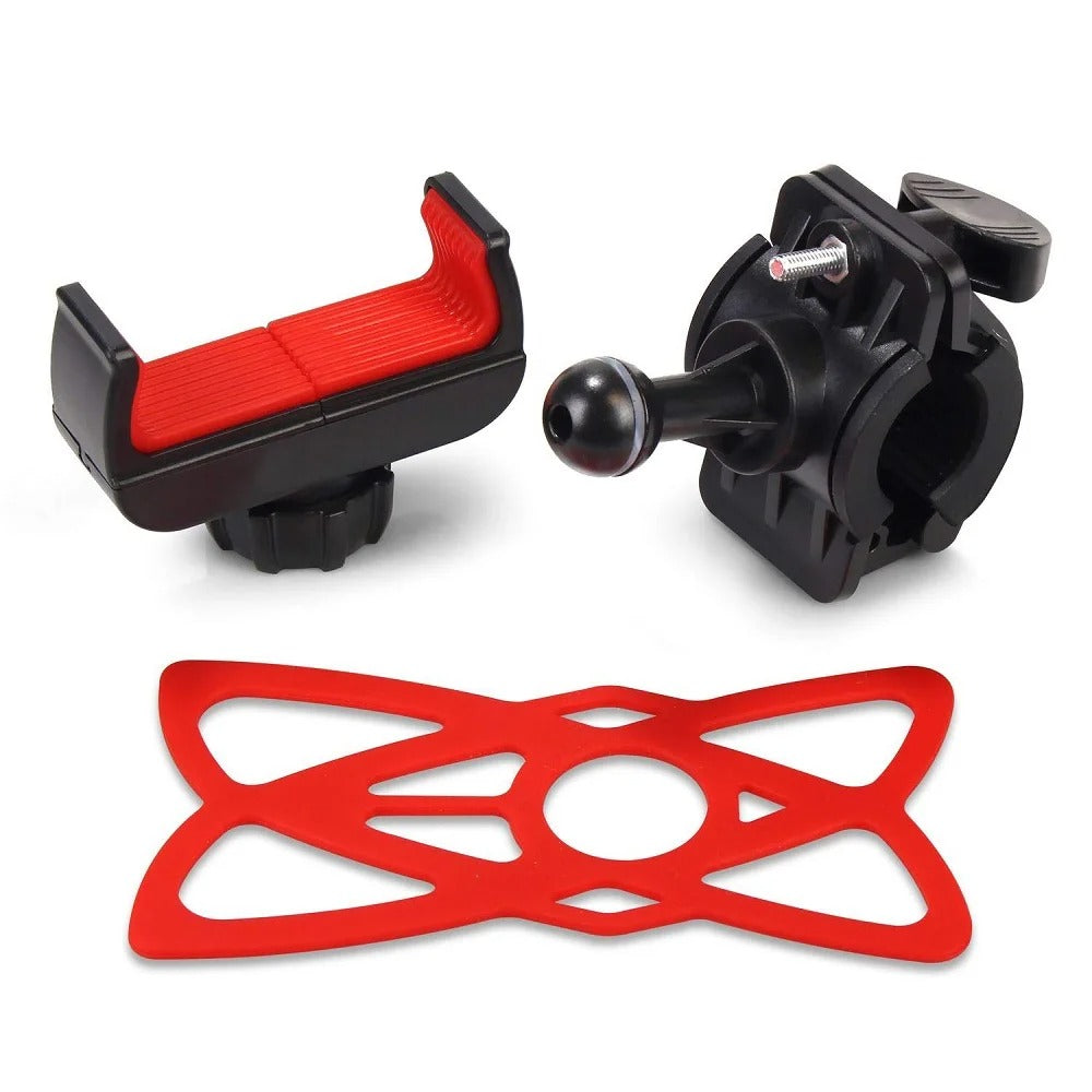 support téléphone vélo - moto ZenitGrip™ rouge résistant et adaptable @ mobile de fou !